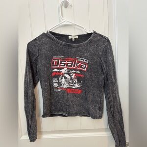 Graphic Long Sleeve Crop Top Osaka Japan